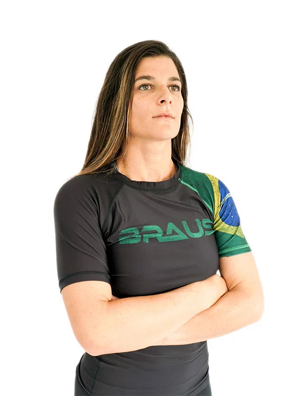 Rash Guard Bandeira do Brasil Feminino Manga Curta