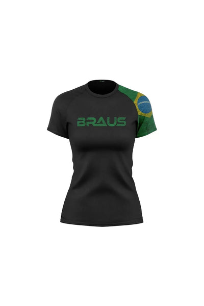 Rash Guard Bandeira do Brasil Feminino Manga Curta