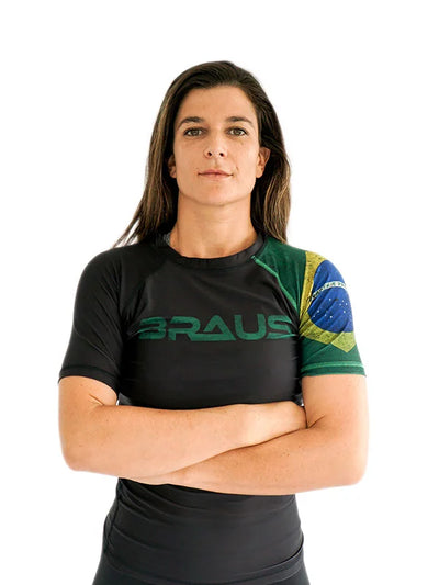 Rash Guard Bandeira do Brasil Feminino Manga Curta