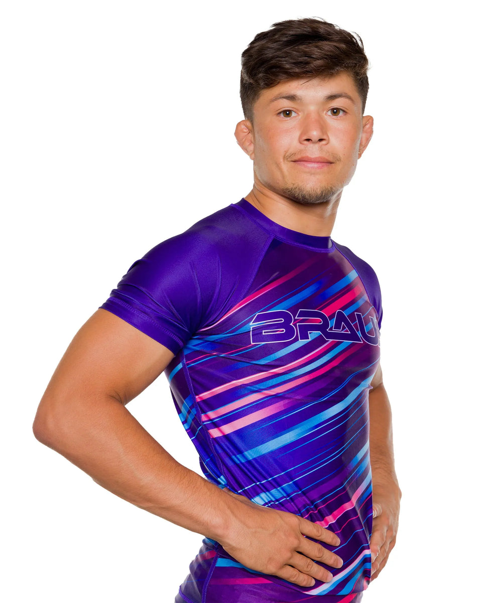 Rash Guard Neon Strike Manga Curta Roxa