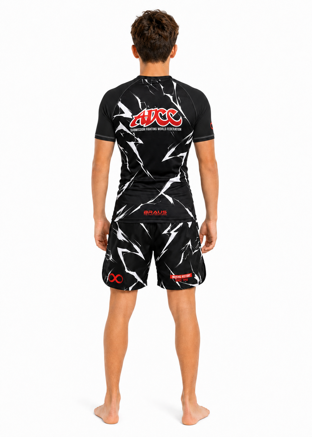 Shorts ADCC Lightning No Gi Preto Infantil - BRAUS Fight