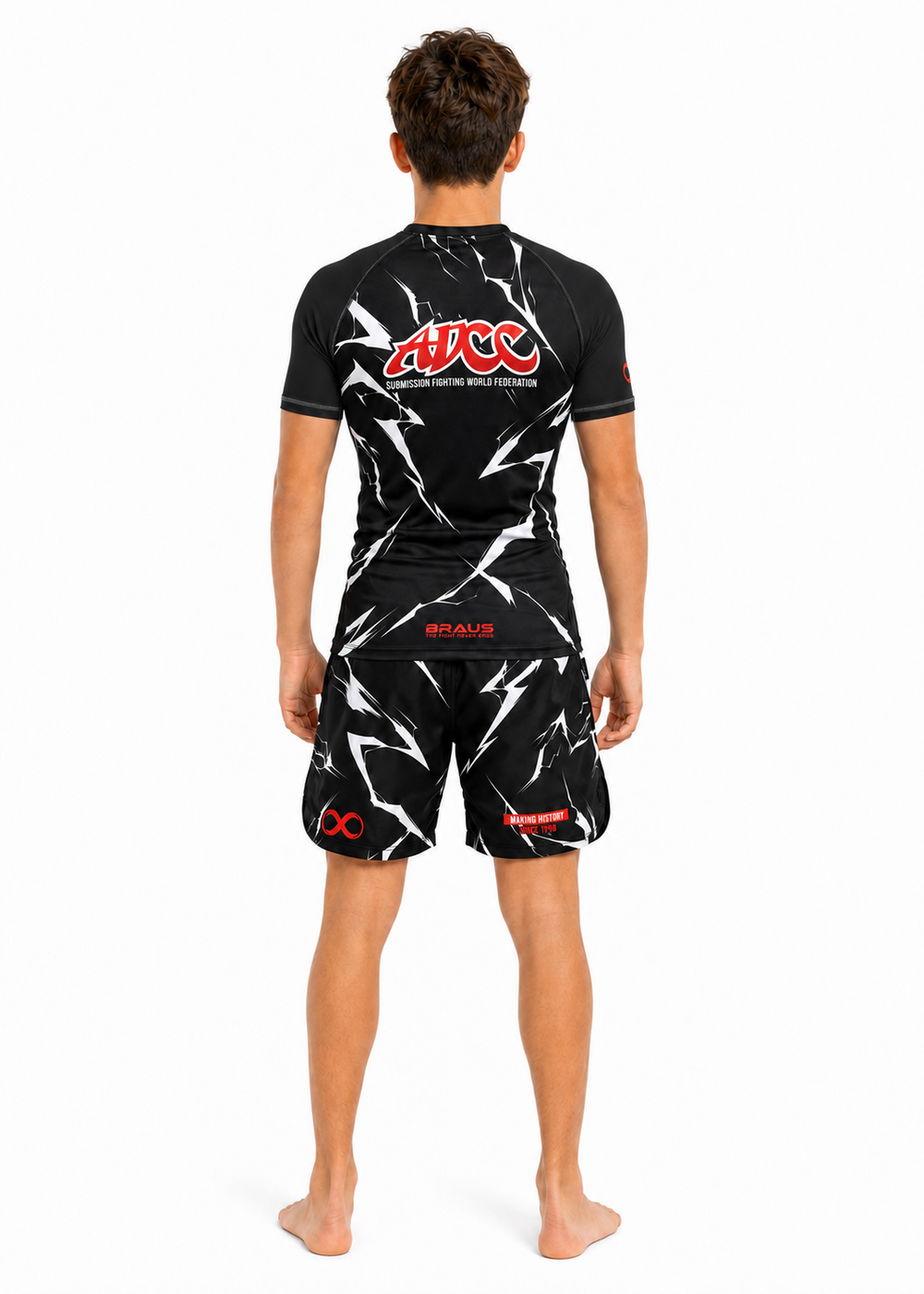 Shorts ADCC Lightning No Gi Preto Infantil - BRAUS Fight