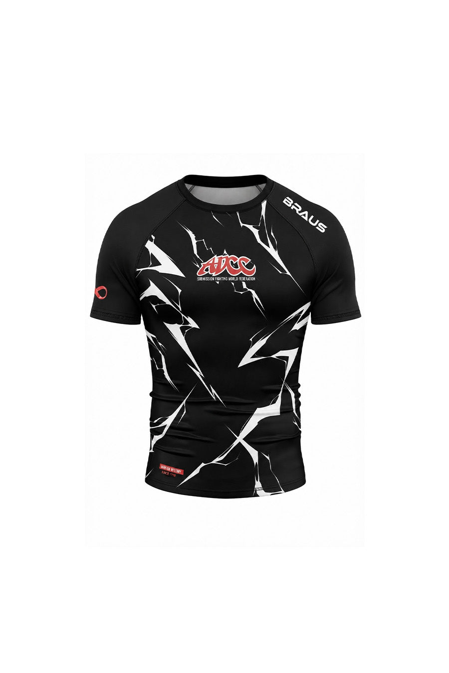 Rash Guard ADCC Lightning Manga Curta Preta Adulto